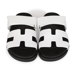 Hermes Chypre Sandals White Palladium Hardware