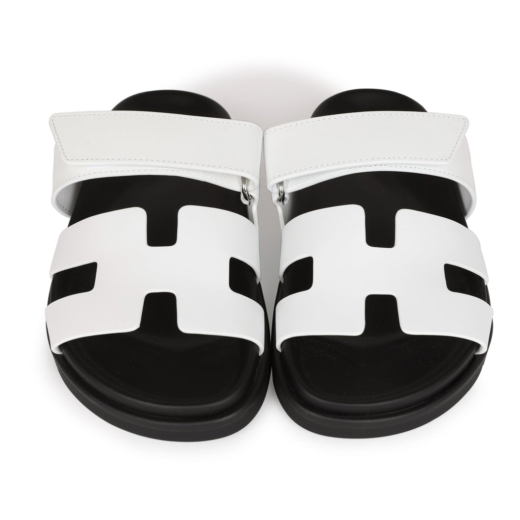 Hermes Chypre Sandals White Palladium Hardware