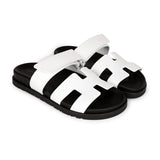 Hermes Chypre Sandals White Palladium Hardware