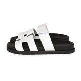 Hermes Chypre Sandals White Palladium Hardware