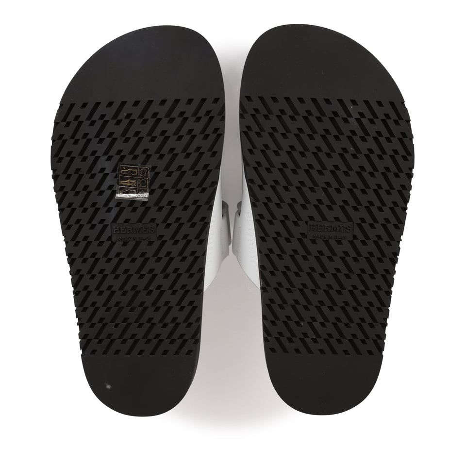 Hermes Chypre Sandals White Palladium Hardware