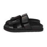 Hermes Chypre Sandals Black Calfskin Palladium Hardware 34.5