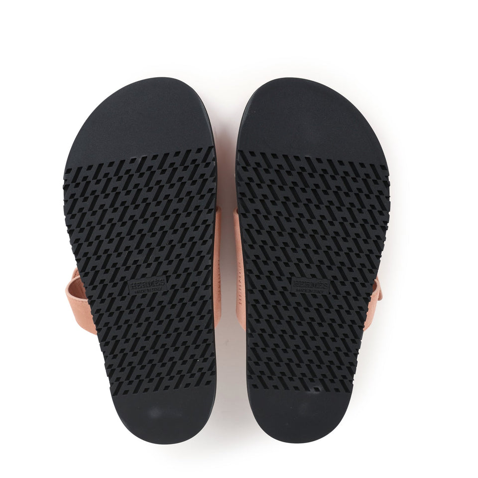 Hermes Chypre Techno Sandal Nude Suede Palladium Hardware 38 EU