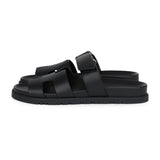 Hermes Chypre Techno Sandals Black Calfskin Palladium Hardware 38 EU