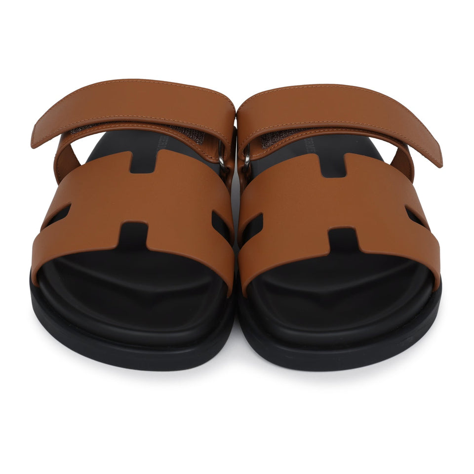 Hermes Chypre Techno Sandals Gold Calfskin Palladium Hardware 41 EU