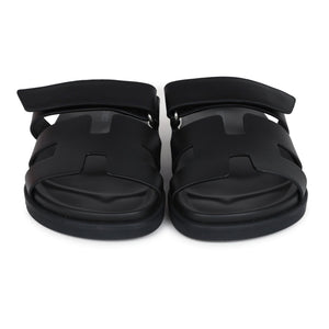 Hermes Chypre Techno Sandals Black Calfskin Palladium Hardware 38.5 EU