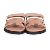 Hermes Chypre Techno Sandal Nude Suede Palladium Hardware 37 EU