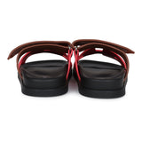 Hermes Chypre Techno Sandal Rouge Cinetique/Gold Suede Palladium Hardware 36.5 EU