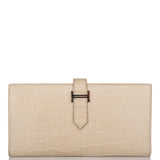 Hermes Bearn Wallet Beton Matte Alligator Palladium Hardware