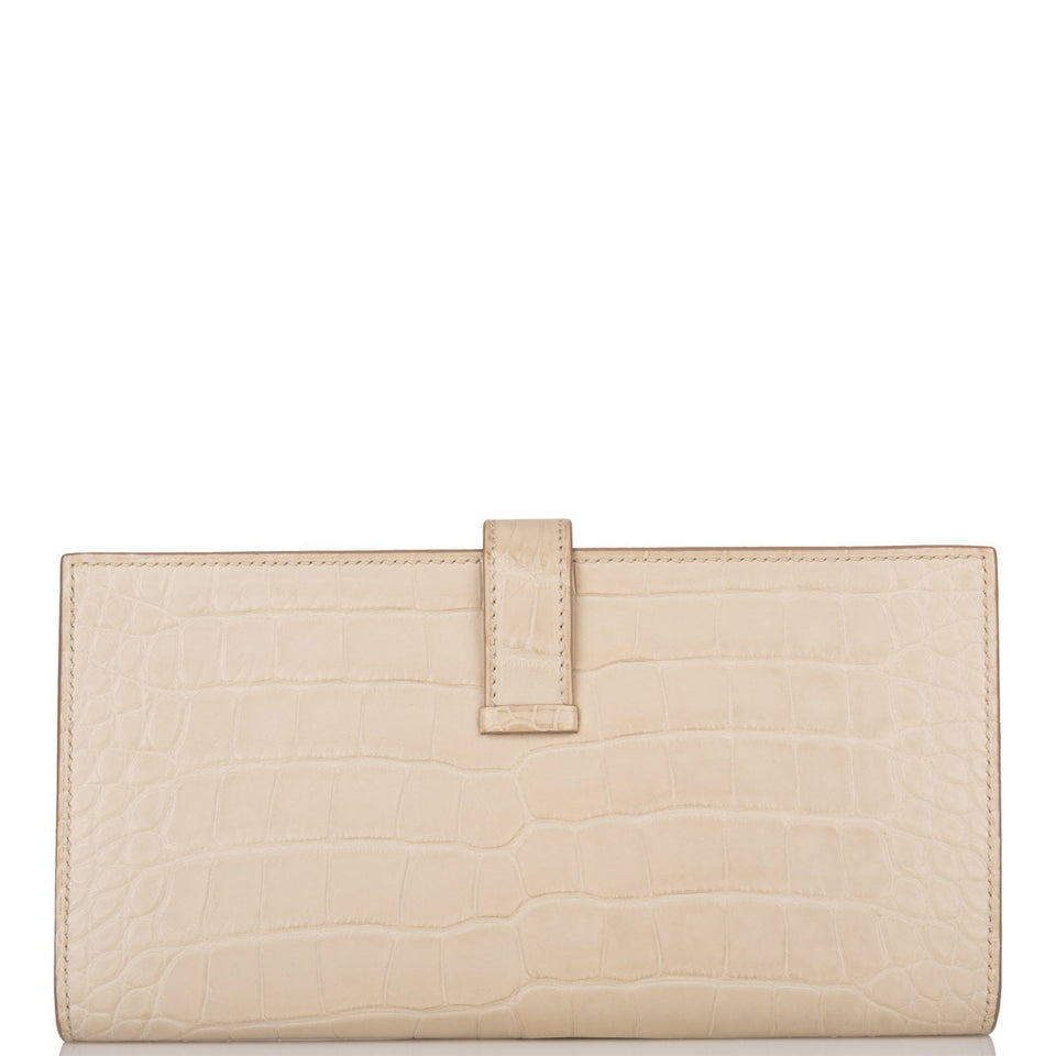 Hermes Bearn Wallet Beton Matte Alligator Palladium Hardware