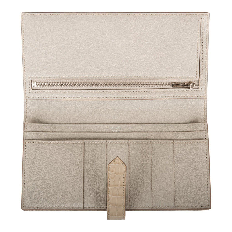 Hermes Bearn Wallet Beton Matte Alligator Palladium Hardware