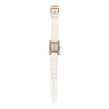 Hermes Mini H Hour Diamond Watch White Matte Alligator Band