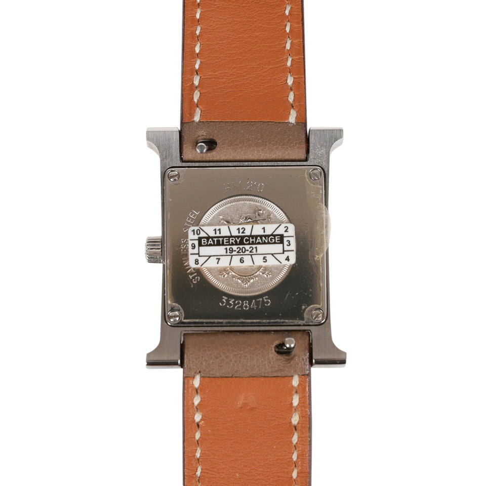 Hermes Mini Heure H Etoupe Swift Stainless Steel 21mm Double Tour Watch