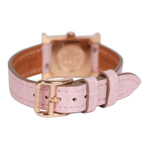 Hermes Rose Pale and Rose Opal Matte Alligator Heure H XS Diamond Watch