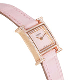 Hermes Rose Pale and Rose Opal Matte Alligator Heure H XS Diamond Watch