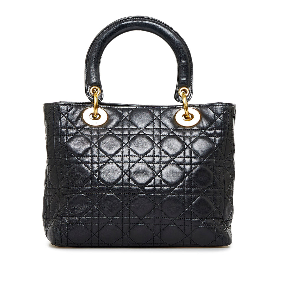 Dior Lady Dior Medium Black Cannage Quilted Leather