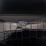Hermes Bleu Marine Alligator and Ombre Lizard Marquette Constance 18cm Palladium Hardware