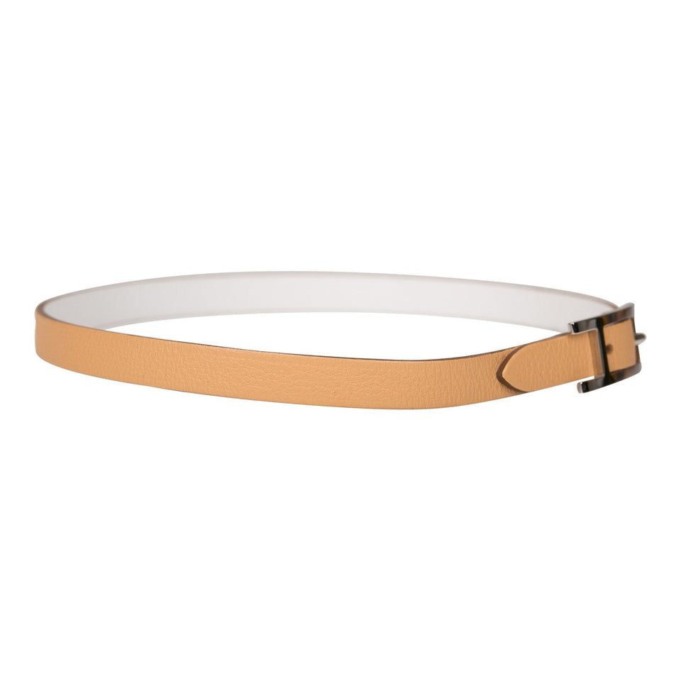 Hermes Beige/White Leather Behapi Double Tour Bracelet Small ( )