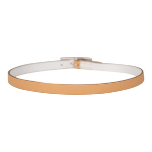 Hermes Beige/White Leather Behapi Double Tour Bracelet Small ( )