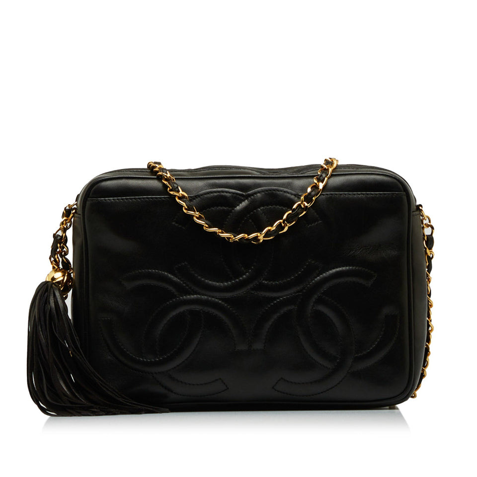 Chanel Triple CC Camera Bag Black Lambskin Gold