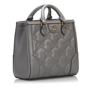 Gucci GG Handbag Grey Matelassé Leather