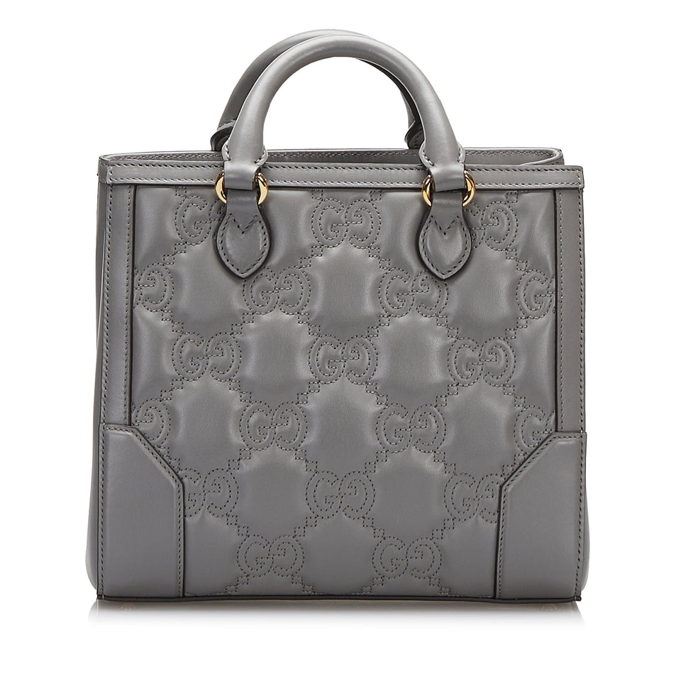 Gucci GG Handbag Grey Matelassé Leather