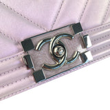 CHANEL Medium Metallic Chevron Quilted Lambskin Boy Flap Bag