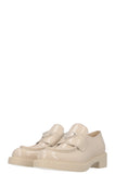 PRADA Triangle Logo Loafers Patent Ivory