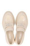 PRADA Triangle Logo Loafers Patent Ivory