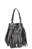 PRADA Fringed Bucket Bag Black
