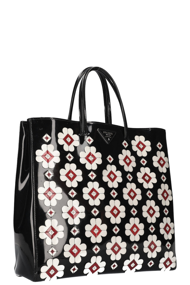 PRADA Spazzolato Tote with Geometric Black