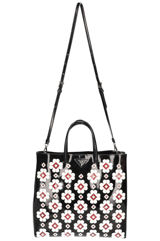 PRADA Spazzolato Tote with Geometric Black