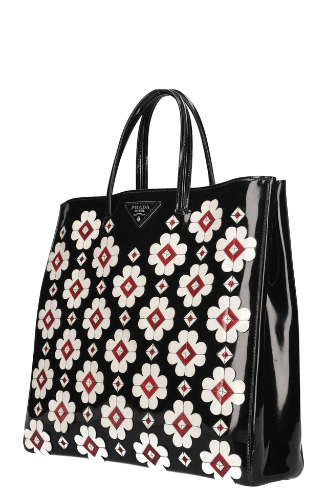PRADA Spazzolato Tote with Geometric Black