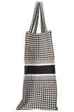 CHRISTIAN DIOR Houndstooth Book Tote Black & White