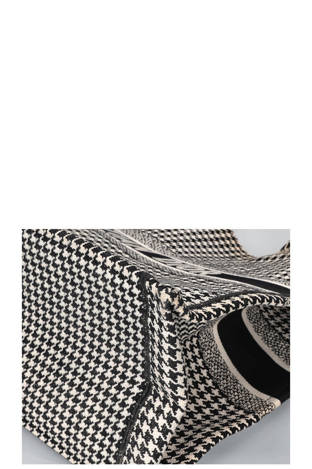 CHRISTIAN DIOR Houndstooth Book Tote Black & White