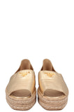 PRADA Peep toe Espadrilles Gold White