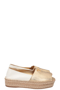 PRADA Peep toe Espadrilles Gold White