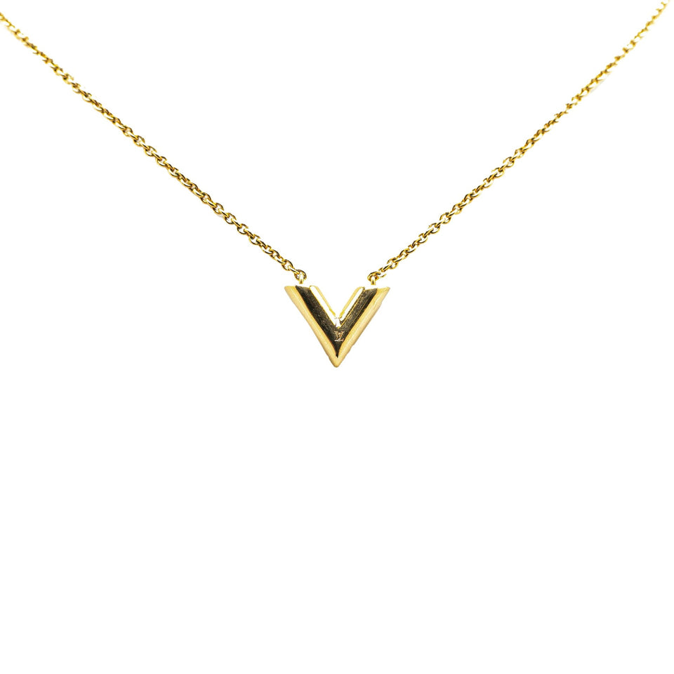 Gold Louis Vuitton Gold Plated Essential V Necklace