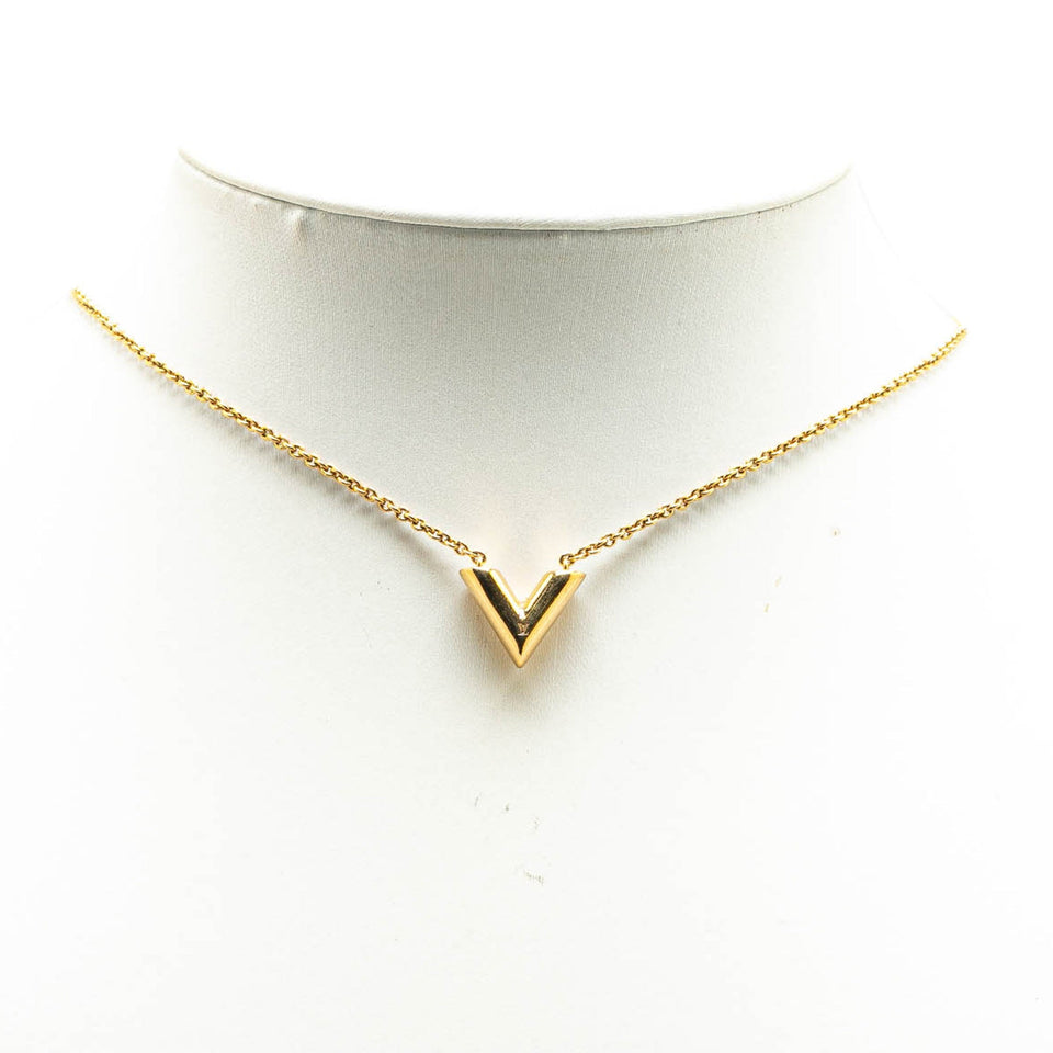 Gold Louis Vuitton Gold Plated Essential V Necklace