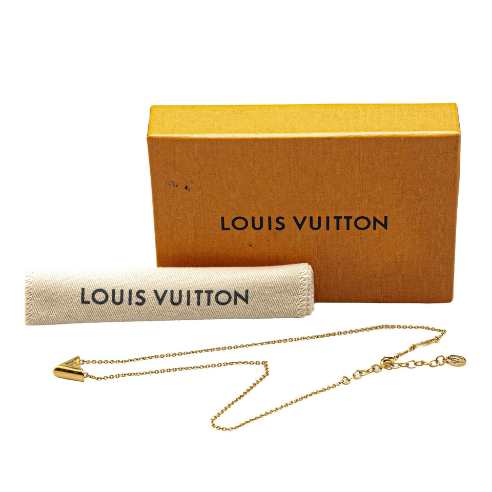 Gold Louis Vuitton Gold Plated Essential V Necklace