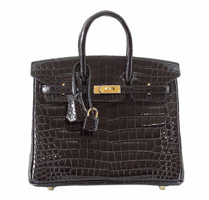 Hermes Birkin 25 Black Crocodile Bag