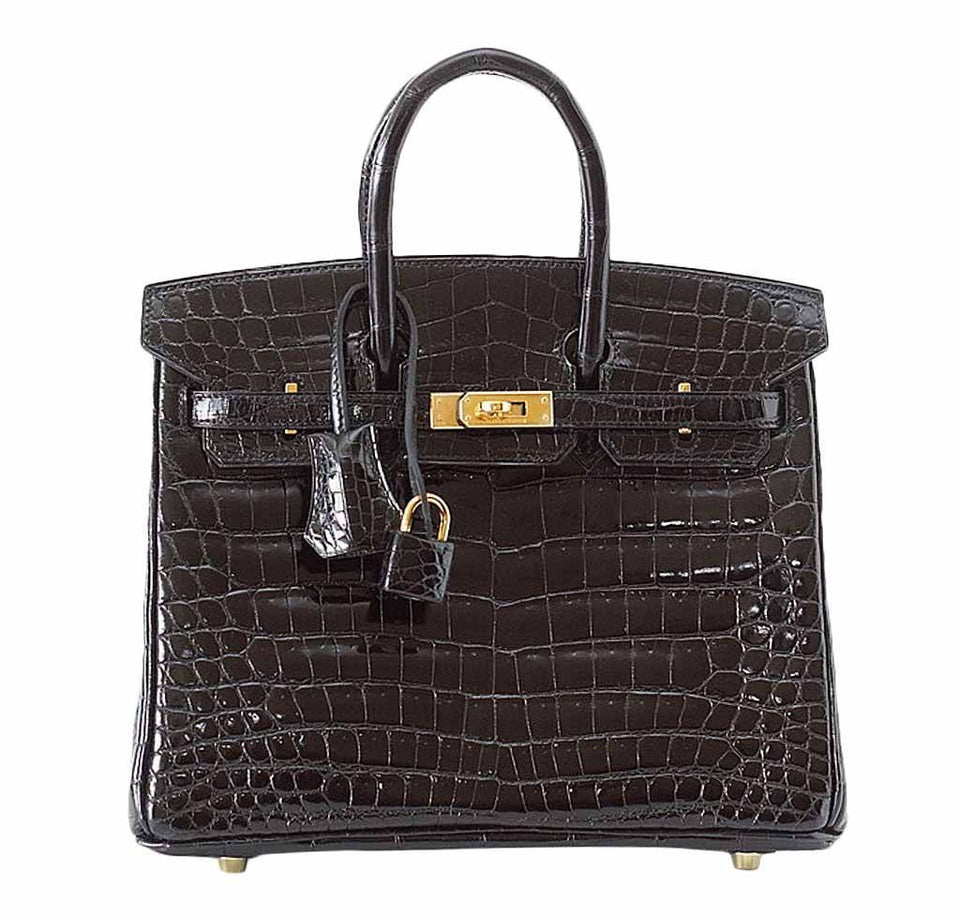 Hermes Birkin 25 Black Crocodile Bag