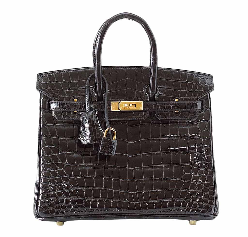 Hermes Birkin 25 Black Crocodile Bag