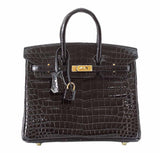 Hermes Birkin 25 Black Crocodile Bag
