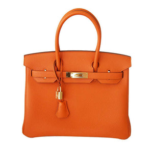 Hermes Birkin 30 Bag Orange Togo Leather