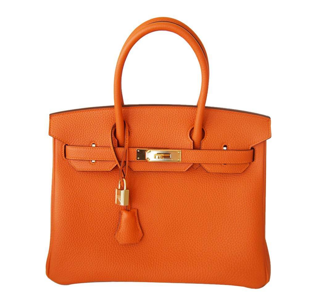 Hermes Birkin 30 Bag Orange Togo Leather
