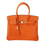 Hermes Birkin 30 Bag Orange Togo Leather
