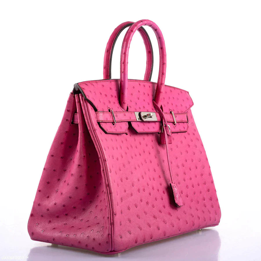HERMES BIRKIN 35 FUCHSIA OSTRICH WITH PALLADIUM HARDWARE