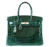 Hermes Birkin 30 Bag Emeraude Niloticus Crocodile
