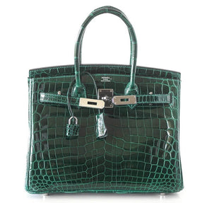 Hermes Birkin 30 Bag Emeraude Niloticus Crocodile
